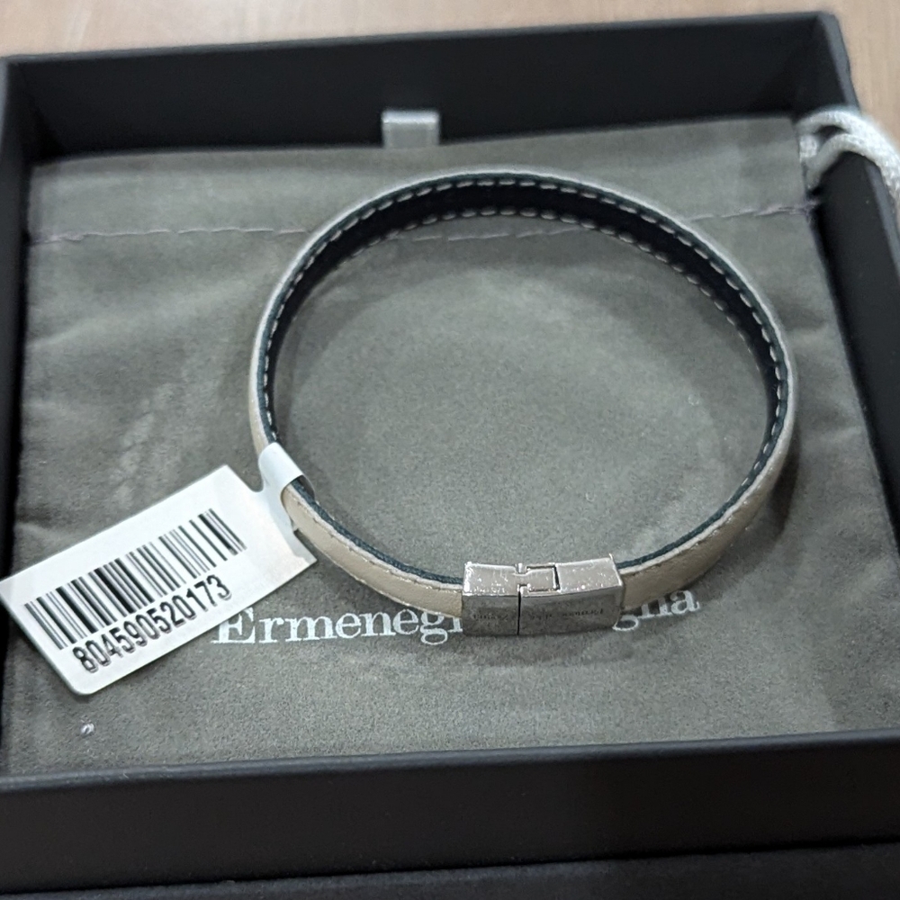Ermenegildo Zegna Black and Silver Bracelet